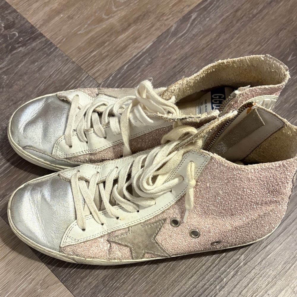 Golden Goose Pink and Silver High-Tops